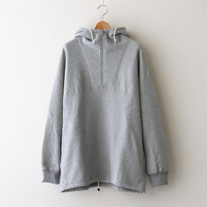 Brushed cotton fleece half zip hoodie #GRAY [HN-T024-051]