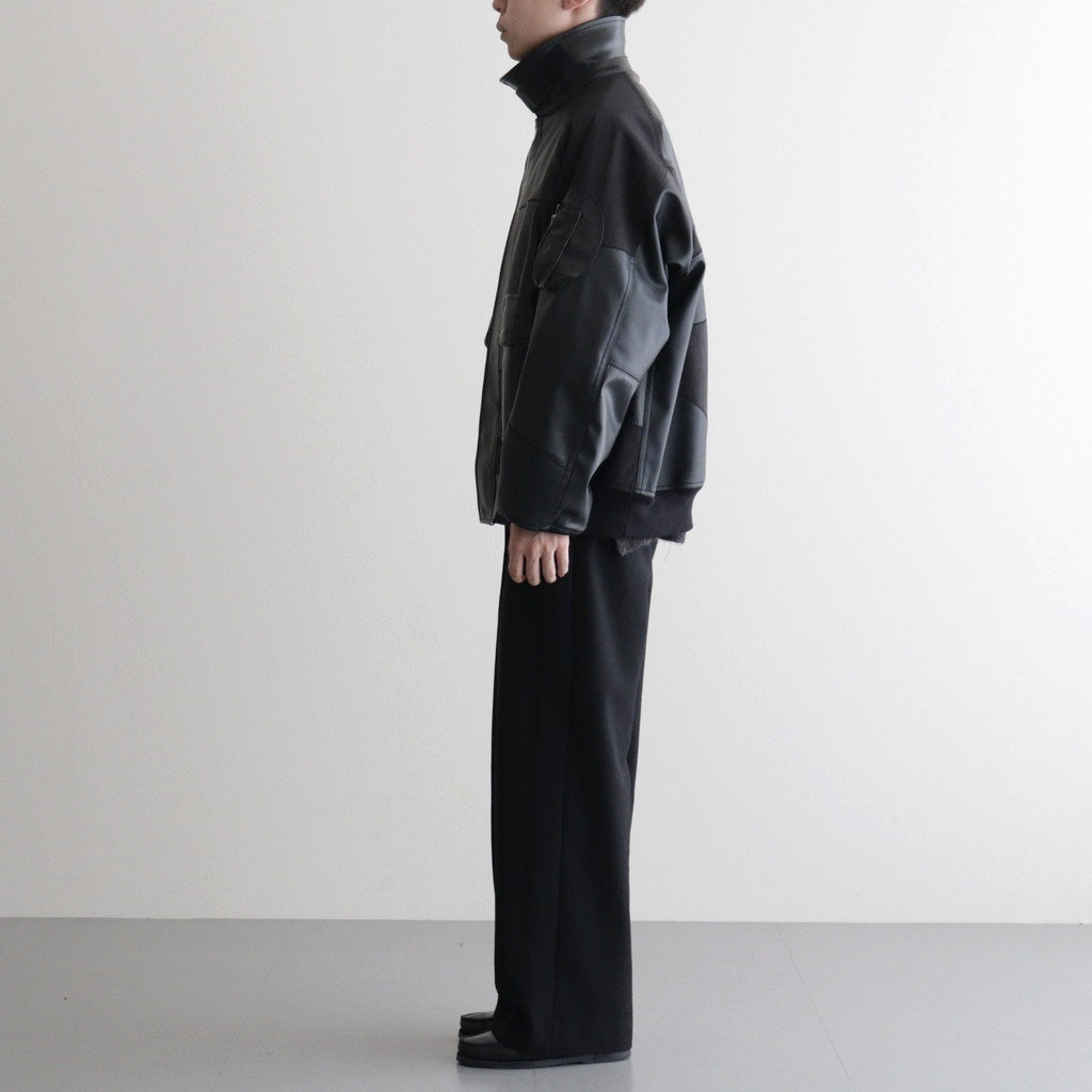 合皮MIXジップブルゾン #BLACK [HP-J011-051]