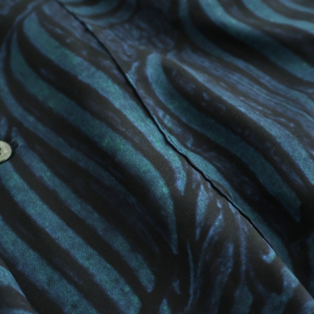 Leaf Pattern Printed Open Collar Shirt #NAVY [YK26SS01202SH]