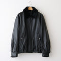 MOUTON COLLAR SHEEP LEATHER ZIP JACKET #BLACK [ST.1216]