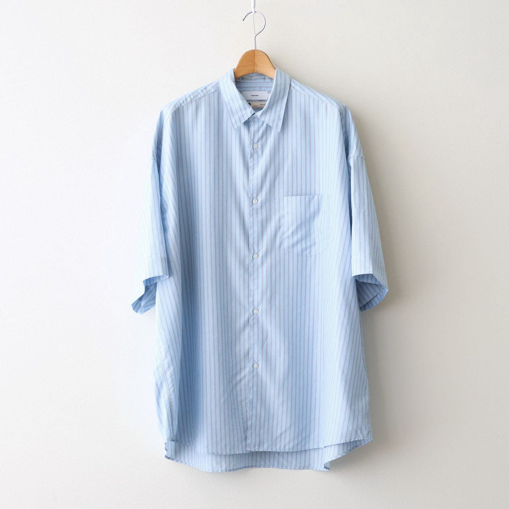 SIDOGRAS S/S Oversized Regular Collar Shirt #GREEN PIN STRIPE