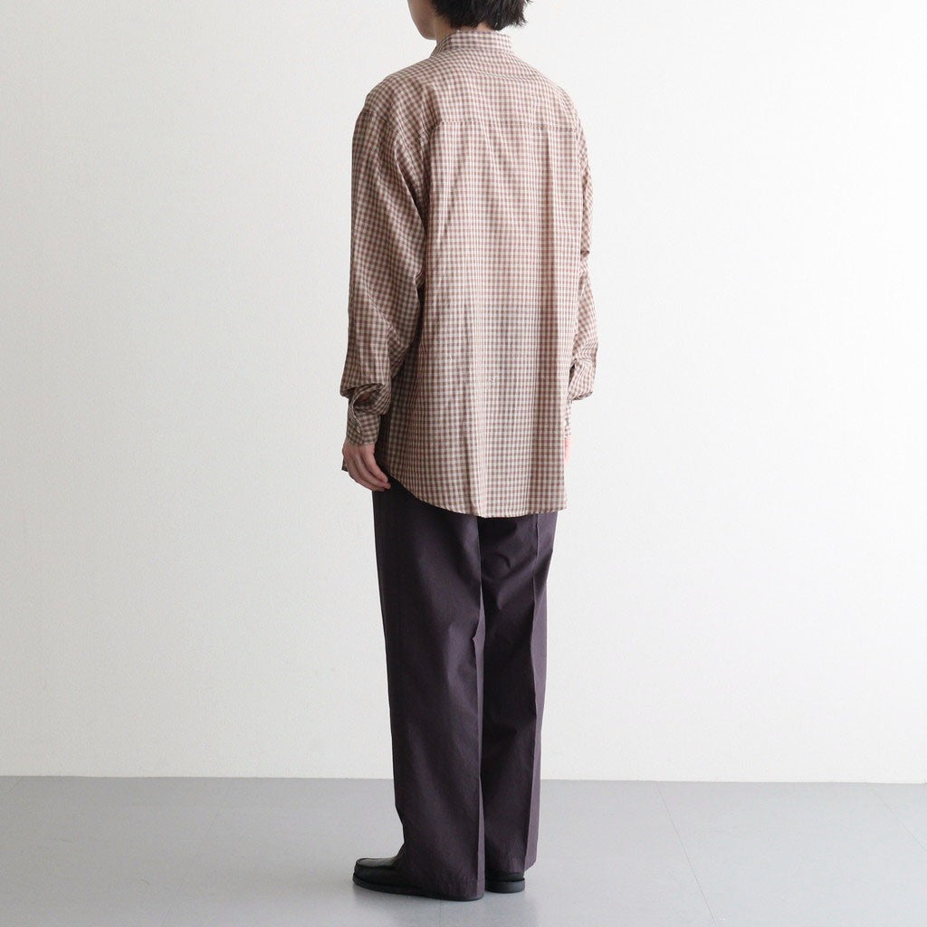 GARMENT-DYED FINX SHUTTLE WEATHER ONE-TUCK SLACKS #DARK BROWN [A26SP03SW]