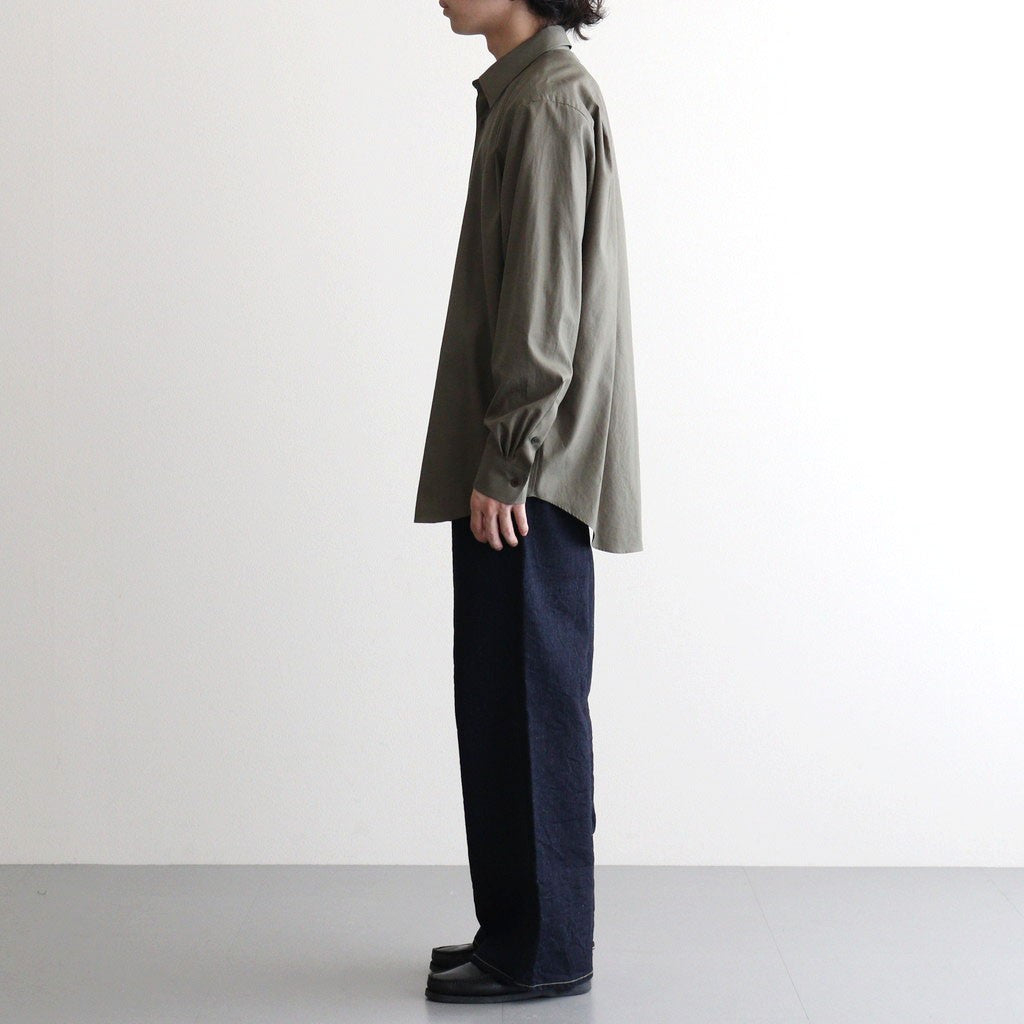 WASHED FINX TWILL SHIRT #DARK OLIVE [A26AS01TN]