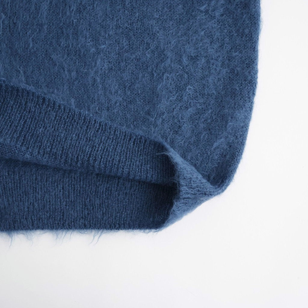 BRUSHED SUPER KID MOHAIR KNIT P/O #LIGHT NAVY [A26AP02KM]