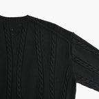 Fluid Cable-Knit V-neck Sweater #Black [YK26FW01373S]