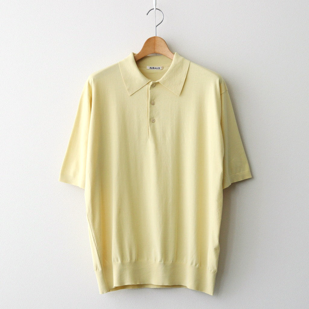 GIZA HIGH GAUGE KNIT POLO #YELLOW BEIGE [A26SP03KA] - ciacura 三重