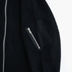 BATONER ウール梳毛片畔 ジップカーディガン #BLACK [HR-N003-051]