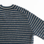 SHETLAND WOOL CASHMERE RIB KNIT P/O #NAVY STRIPE [A26AP01SB]