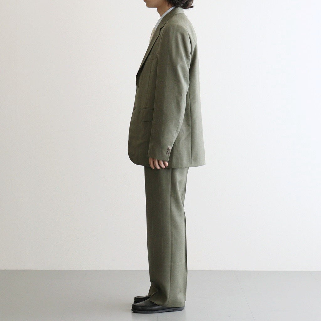 BLUEFACED WOOL TWO-TUCK SLACKS #OLIVE GRAY STRIPE [A26AP02BS]