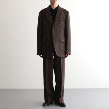 LAMA SHETLAND WOOL TWEED OVER JACKET #BROWN TWEED [A24AJ02LS]