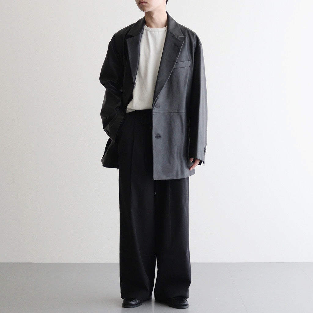 LEATHER DOUBLE BRESTED JACKET #BLACK [ST.920]