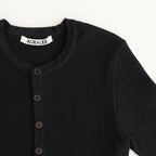 COTTON HIGH GAUGE RIB KNIT CROPPED CREW NECK CARDIGAN #BLACK [A00C04HR]