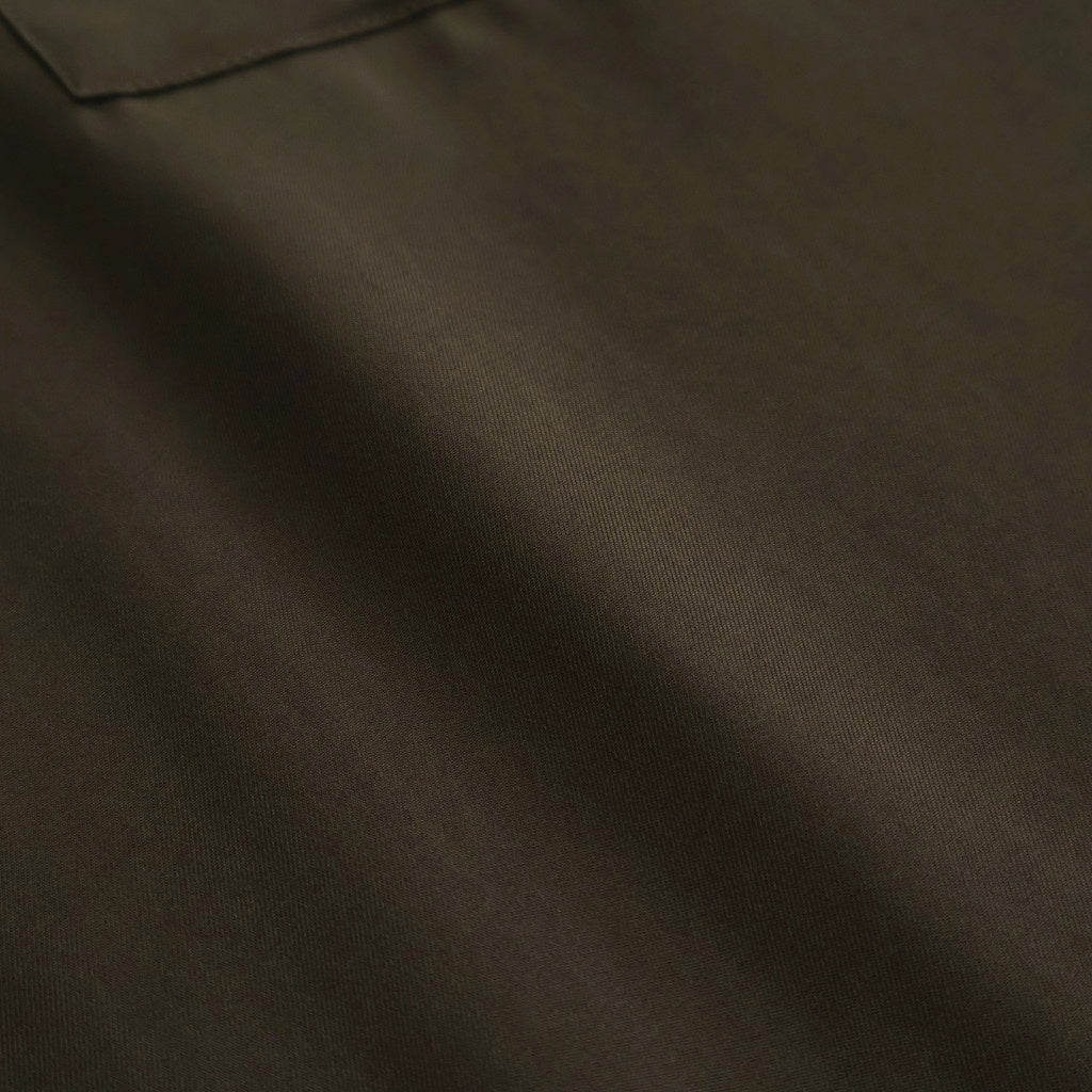 CUPRO TWILL OVERSIZED OPEN COLLAR SS SHIRT #DARK BROWN [ST.1462]