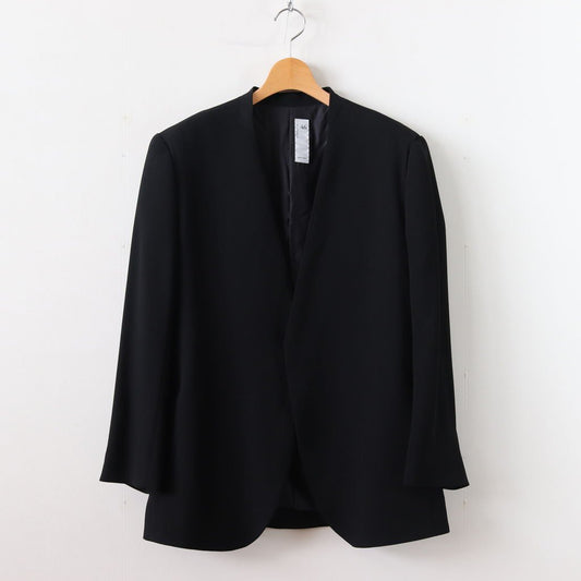 NNCJK｜Acetate &amp; Polyester Light Crepe Double Cross Collarless Jacket #BLACK [NK-NC905JK]