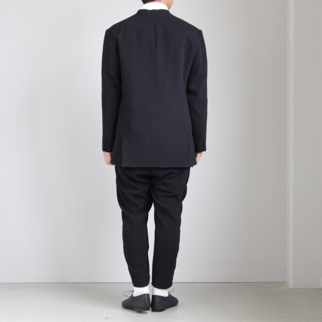 NNCJK｜アセテート&ポリエステルライトクレープダブルクロス ノーカラージャケット #BLACK [NK-NC905JK]