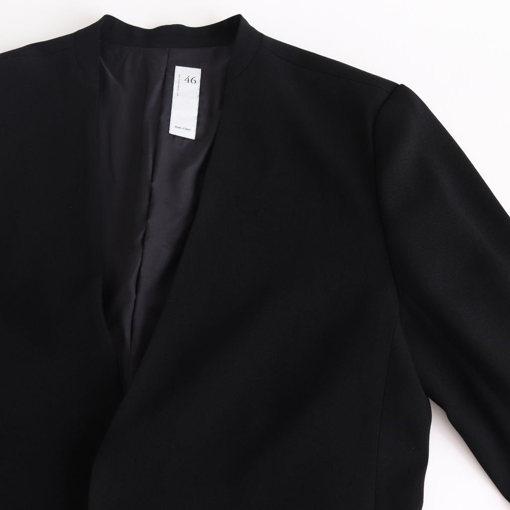 NNCJK｜アセテート&ポリエステルライトクレープダブルクロス ノーカラージャケット #BLACK [NK-NC905JK]