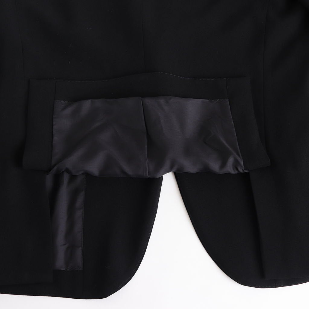 NNCJK｜アセテート&ポリエステルライトクレープダブルクロス ノーカラージャケット #BLACK [NK-NC905JK]