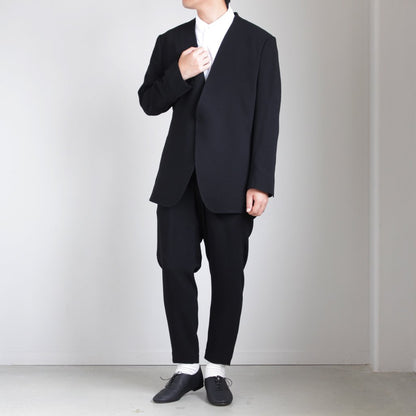 NNCJK｜Acetate &amp; Polyester Light Crepe Double Cross Collarless Jacket #BLACK [NK-NC905JK]