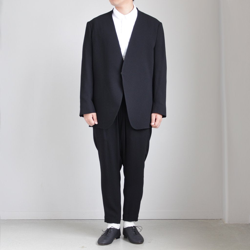 NNCJK｜アセテート&ポリエステルライトクレープダブルクロス ノーカラージャケット #BLACK [NK-NC905JK]