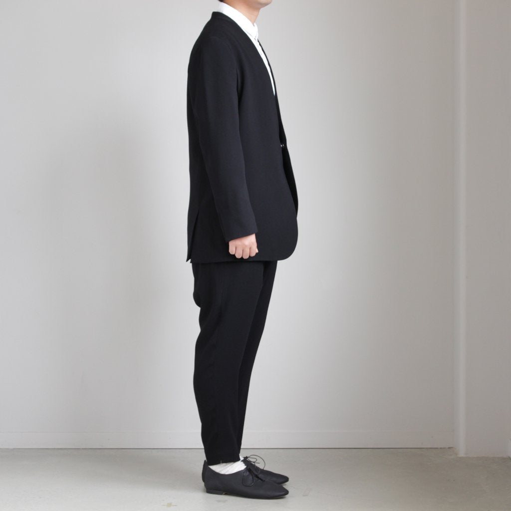 NNCJK｜アセテート&ポリエステルライトクレープダブルクロス ノーカラージャケット #BLACK [NK-NC905JK]