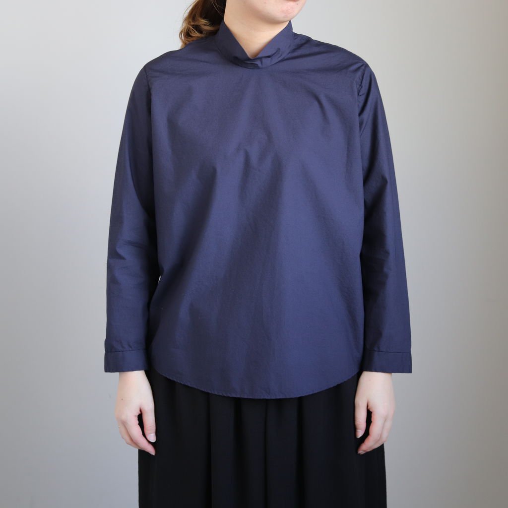 NTNPO｜60/1スーピマコットンタイプライター スタンドカラープルオーバーシャツ #NAVY [S0-NC014PO]
