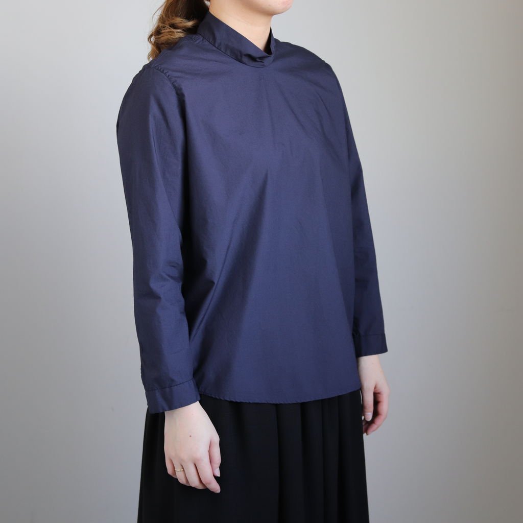 NTNPO｜60/1スーピマコットンタイプライター スタンドカラープルオーバーシャツ #NAVY [S0-NC014PO]