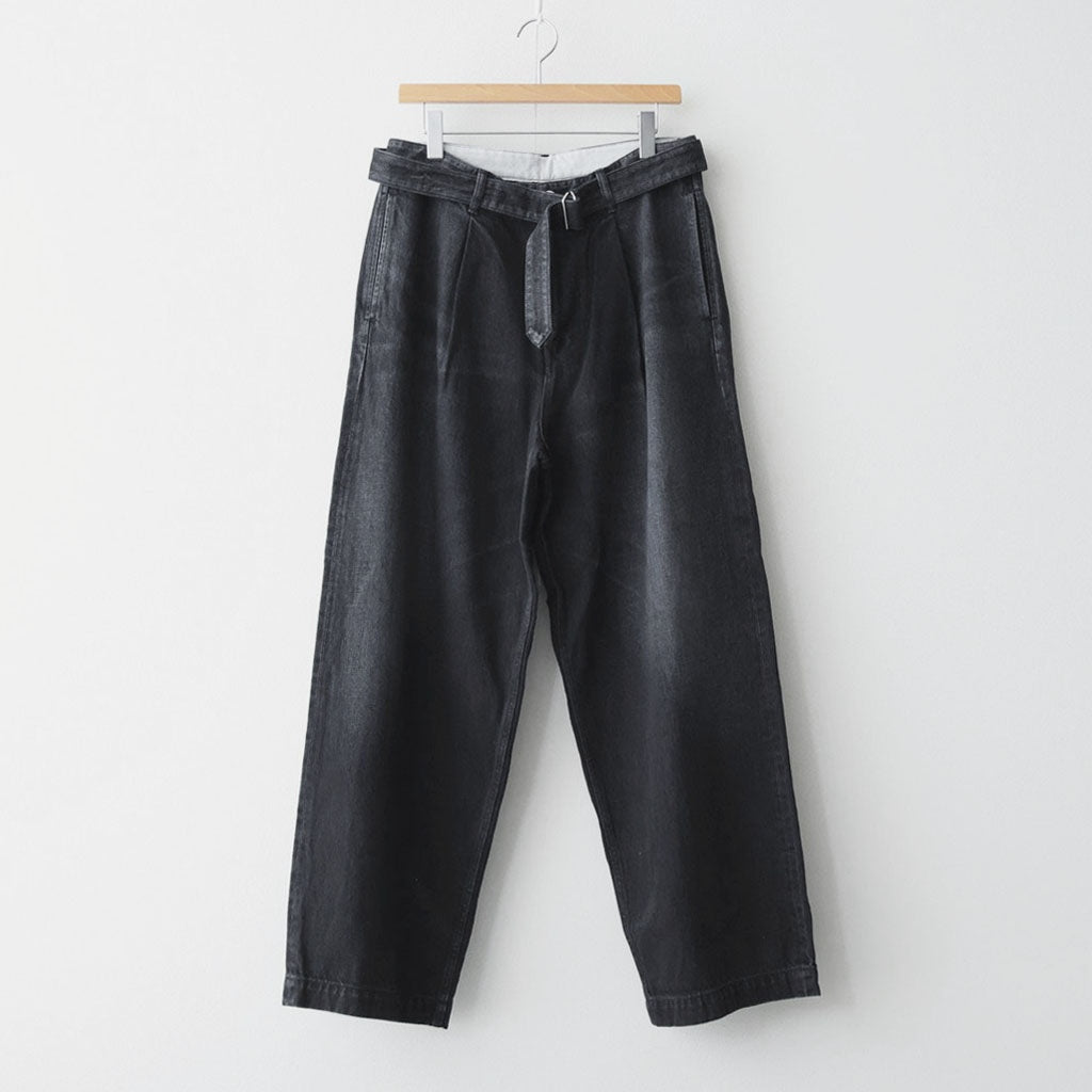 Selvage Denim Belted Pants #BLACK_DARK FADE [GU261-40064DB]