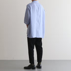 NS3PT｜アセテート&ポリエステル・ライトクレープ ダブルクロス 8分丈 テーパードイージーパンツ #BLACK [NK_NC902PF]