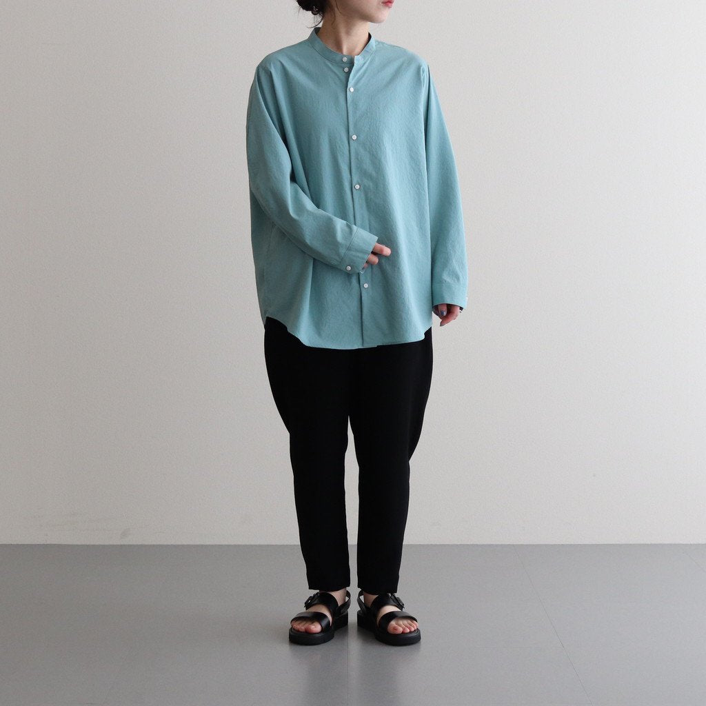 NS3PT｜アセテート&ポリエステル・ライトクレープ ダブルクロス 8分丈 テーパードイージーパンツ #BLACK [NK_NC902PF]