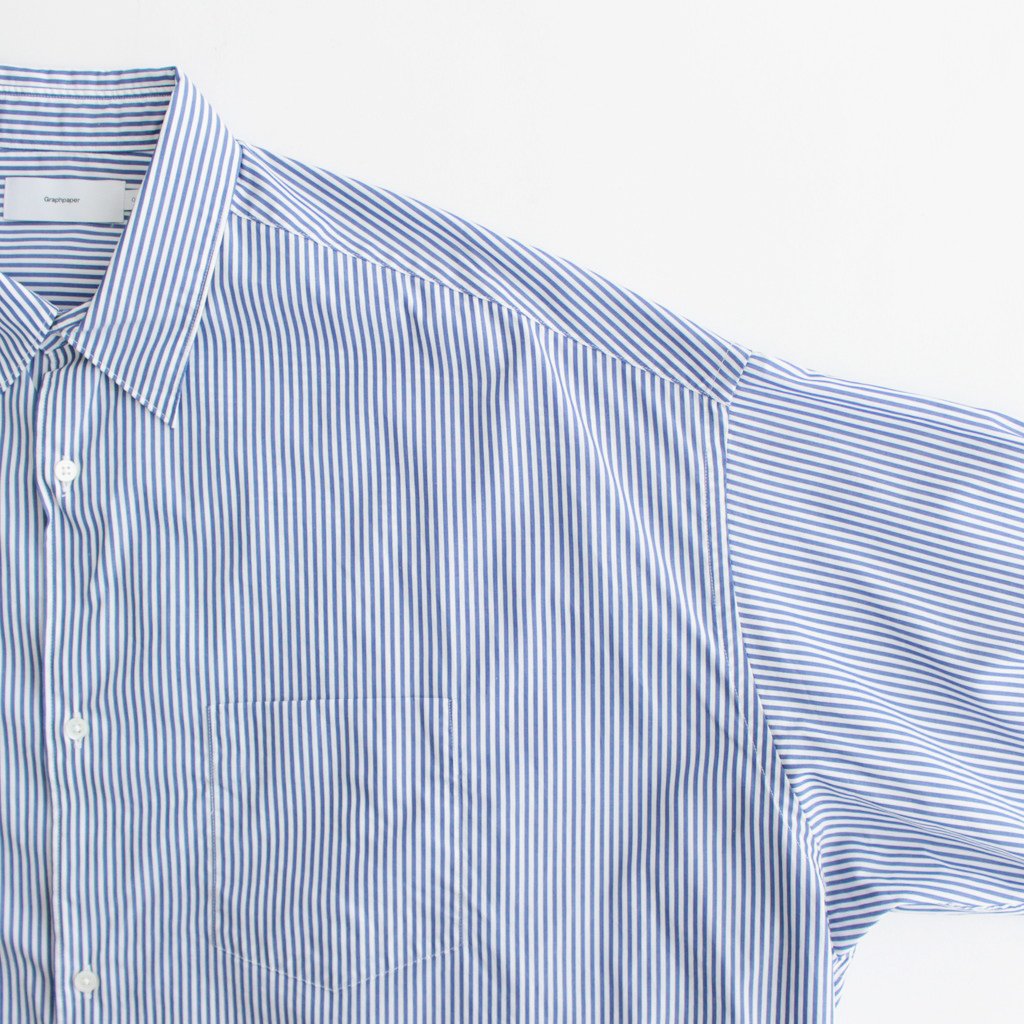 Broad L/S Oversized Regular Collar Shirt #BLUE STRIPE [GM234-50001STB]