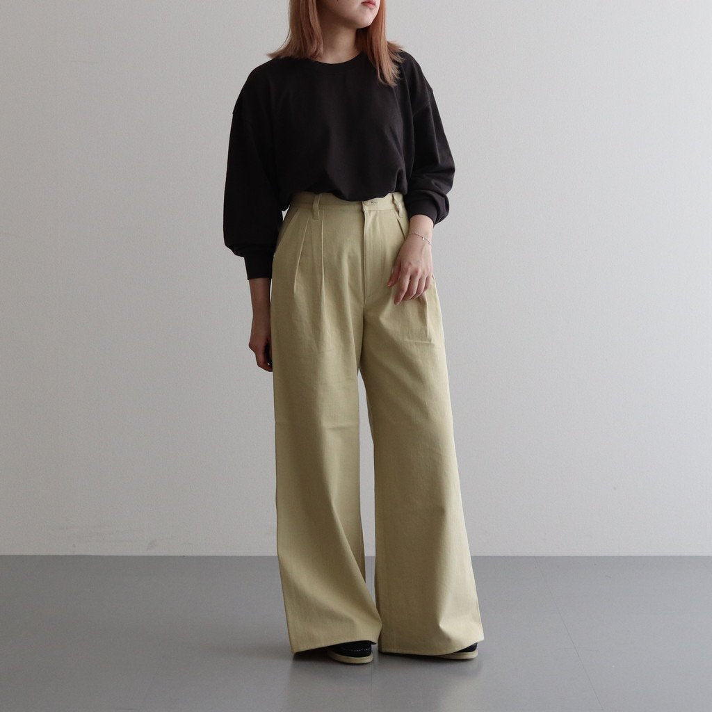 WASHED HEAVY CHINO WIDE PANTS #KHAKI YELLOW [A23AP03ZC]