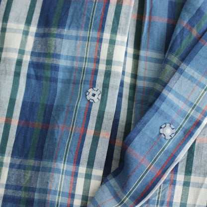 COMFORT SHIRT RELAX LONG S/S #kusaki blue check [13139]