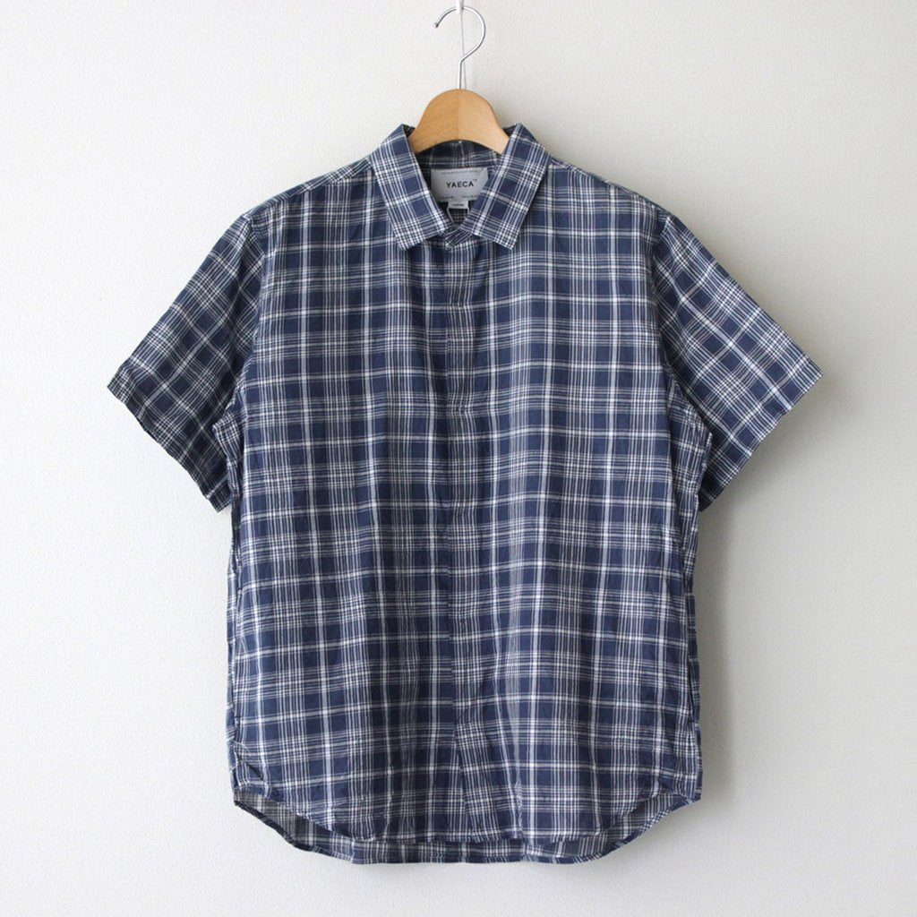COMFORT SHIRT RELAX LONG S/S #navy check [13139]