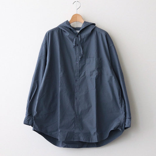Garment Dyed Suvin Typewriter Oversized Hooded Shirt #SMOKE BLUE [GM233-50073]