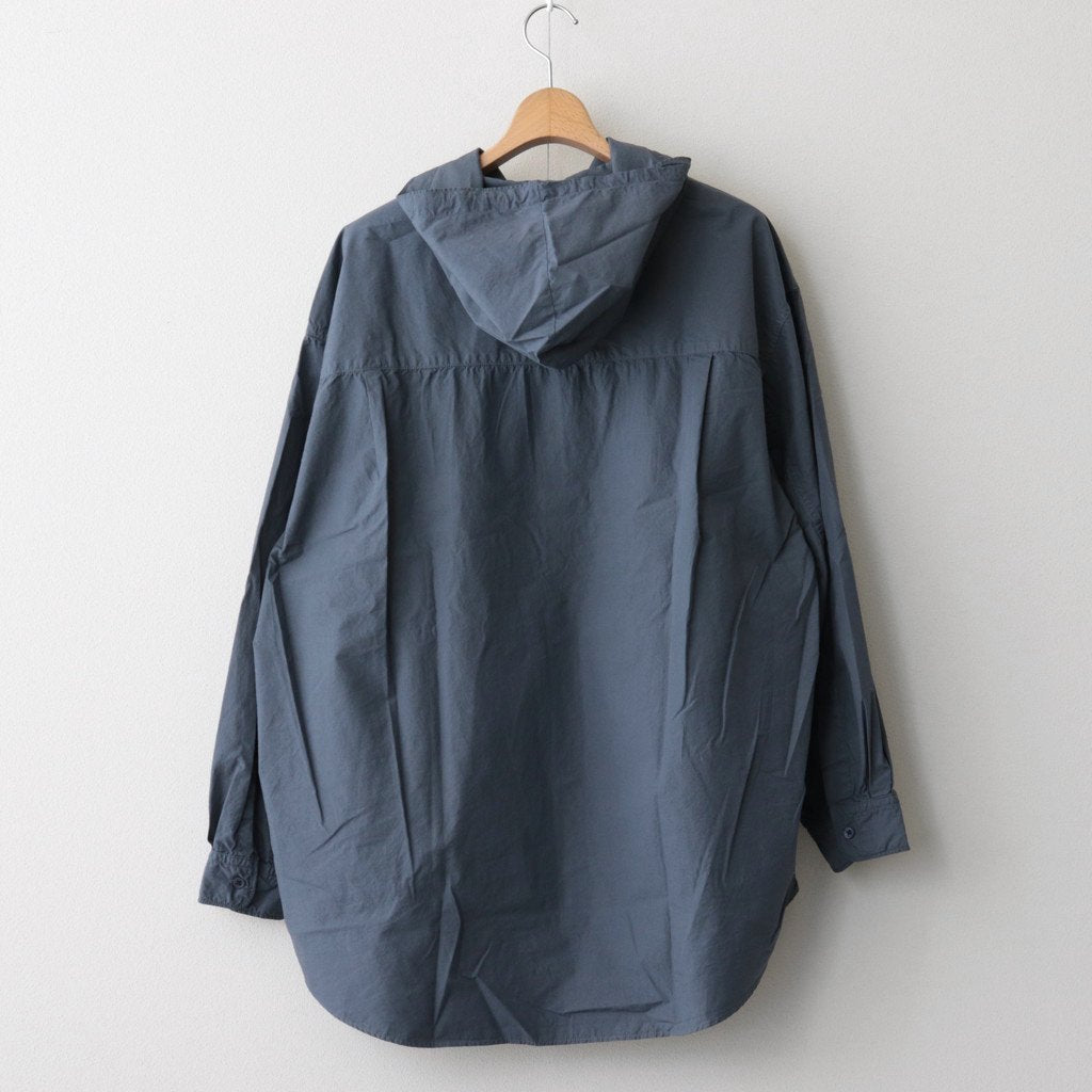 Garment Dyed Suvin Typewriter Oversized Hooded Shirt #SMOKE BLUE