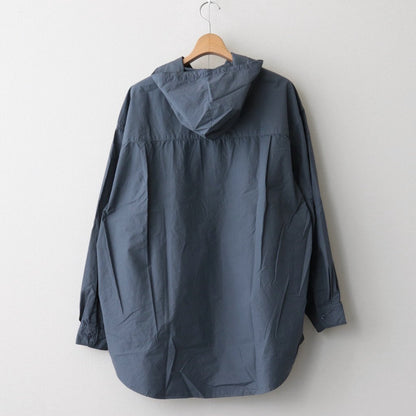 Garment Dyed Suvin Typewriter Oversized Hooded Shirt #SMOKE BLUE [GM233-50073]