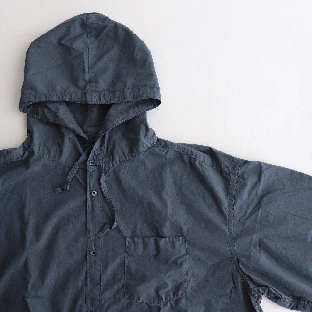 Garment Dyed Suvin Typewriter Oversized Hooded Shirt #SMOKE BLUE [GM233-50073]