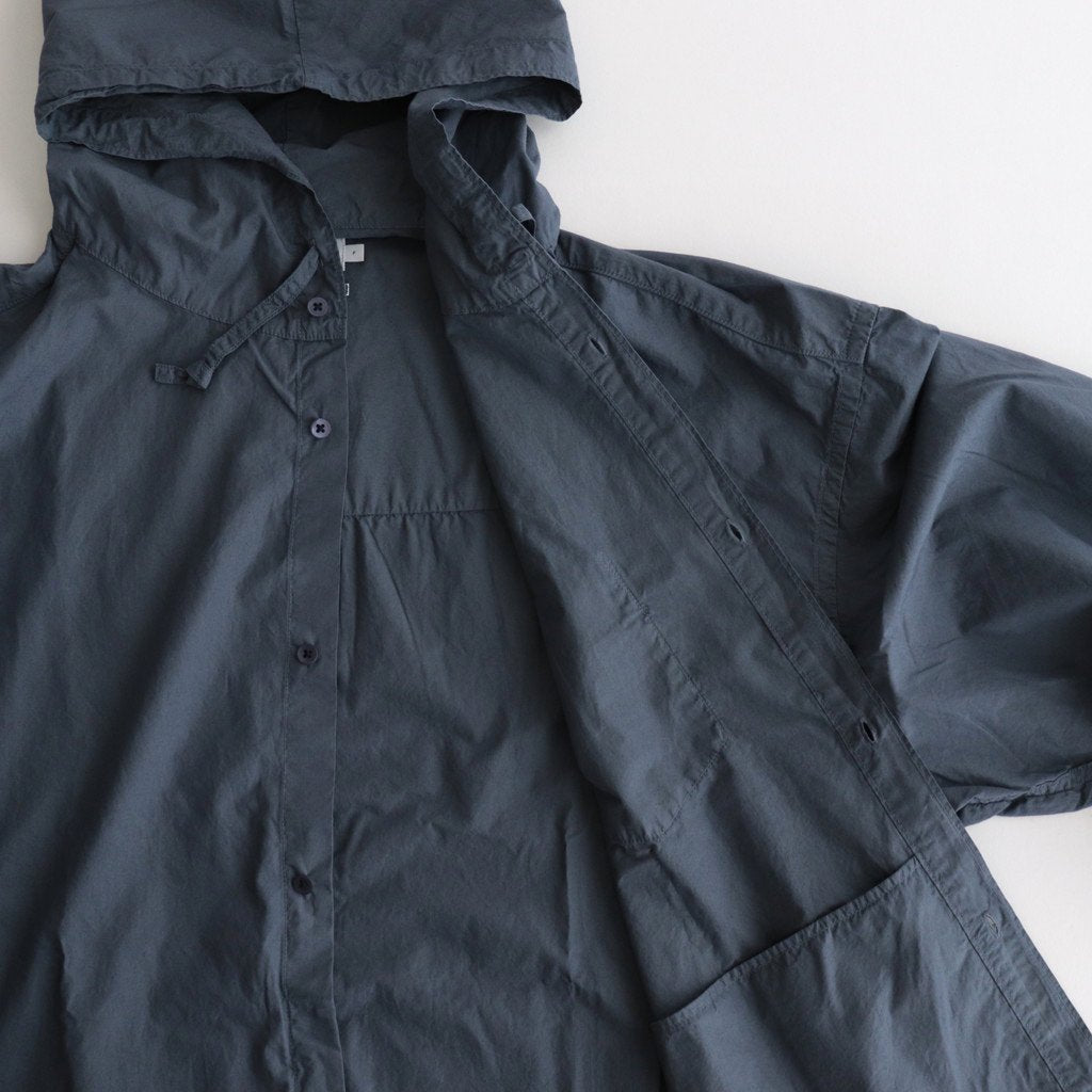 Garment Dyed Suvin Typewriter Oversized Hooded Shirt #SMOKE BLUE [GM233-50073]