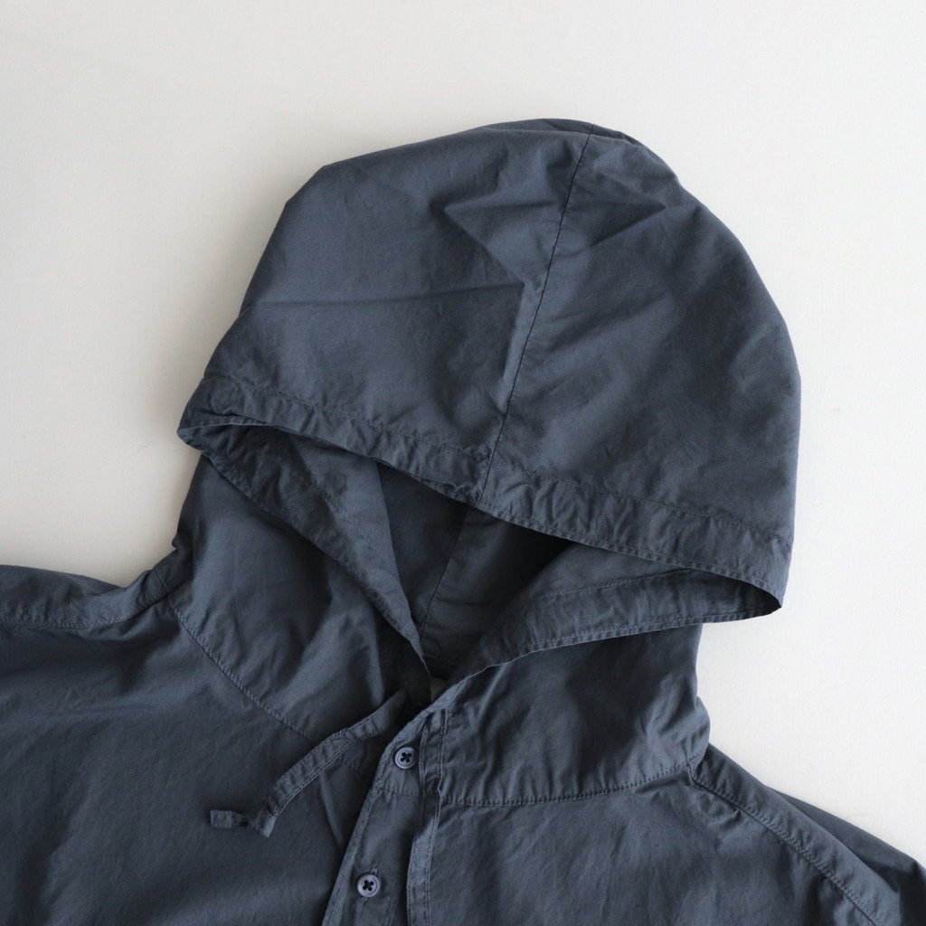 Garment Dyed Suvin Typewriter Oversized Hooded Shirt #SMOKE BLUE