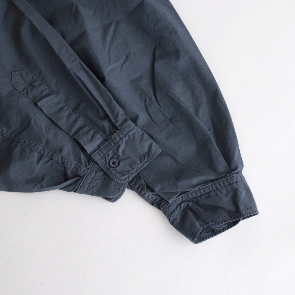 Garment Dyed Suvin Typewriter Oversized Hooded Shirt #SMOKE BLUE [GM233-50073]