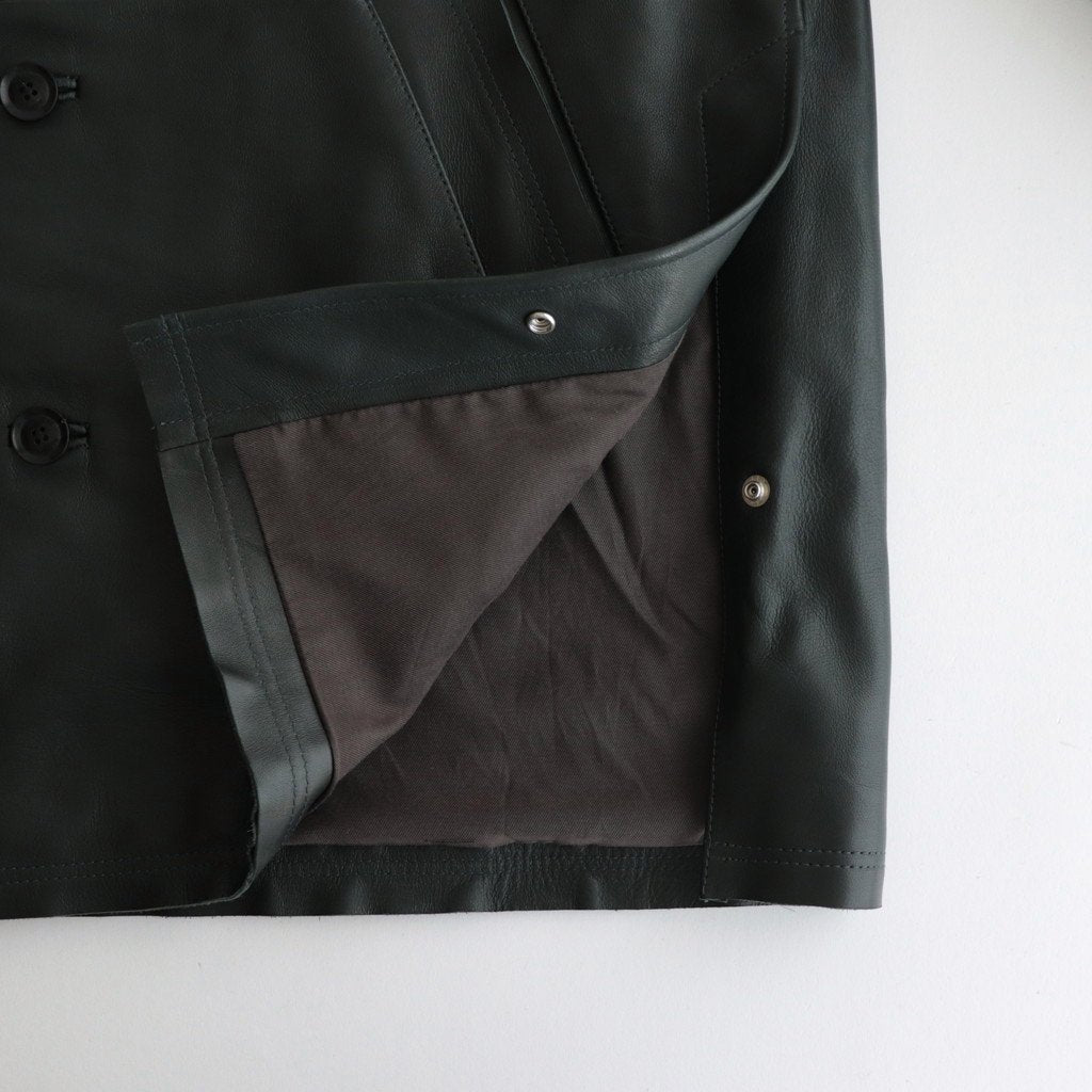 CUT-OFF LEATHER CAR COAT #DEEP GREEN [YK22AW0401C] – ciacura