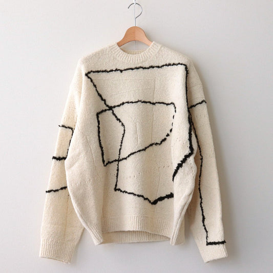 CONTINUOUS LINE EMBROIDERY SWEATER #IVORY [YK23FW0581S]