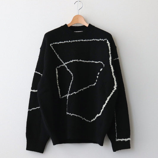CONTINUOUS LINE EMBROIDERY SWEATER #BLACK [YK23FW0581S]