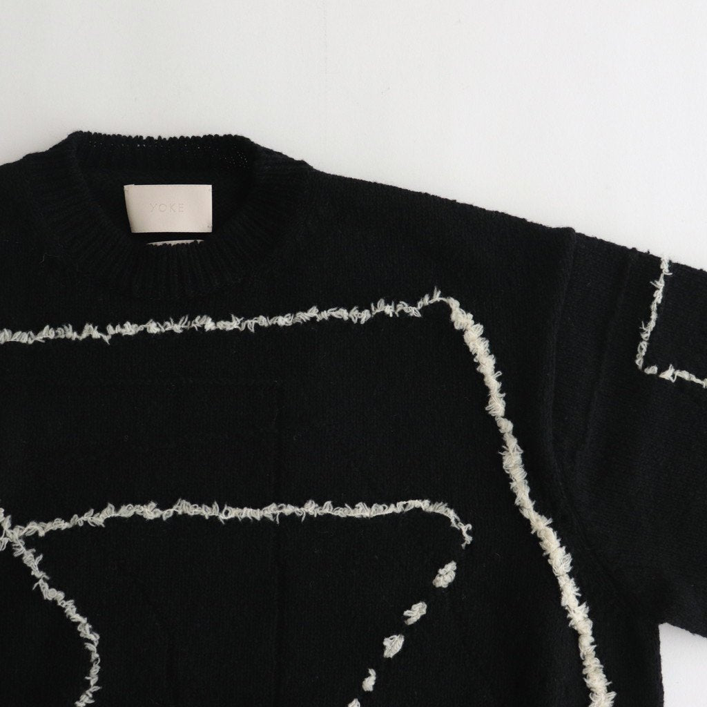 CONTINUOUS LINE EMBROIDERY SWEATER #BLACK [YK23FW0581S] – ciacura