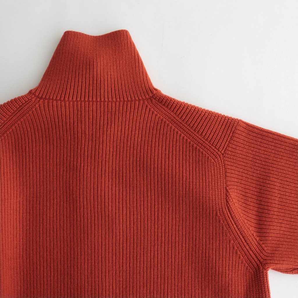 3/4 FRONT ZIP HIGHNECK RIB SWEATER #ORANGE [YK23FW0591S] – ciacura