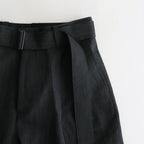 BELTED WIDE STRAIGHT TROUSERS #CHARCOAL [ST.656]