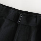 BELTED WIDE STRAIGHT TROUSERS #CHARCOAL [ST.656]