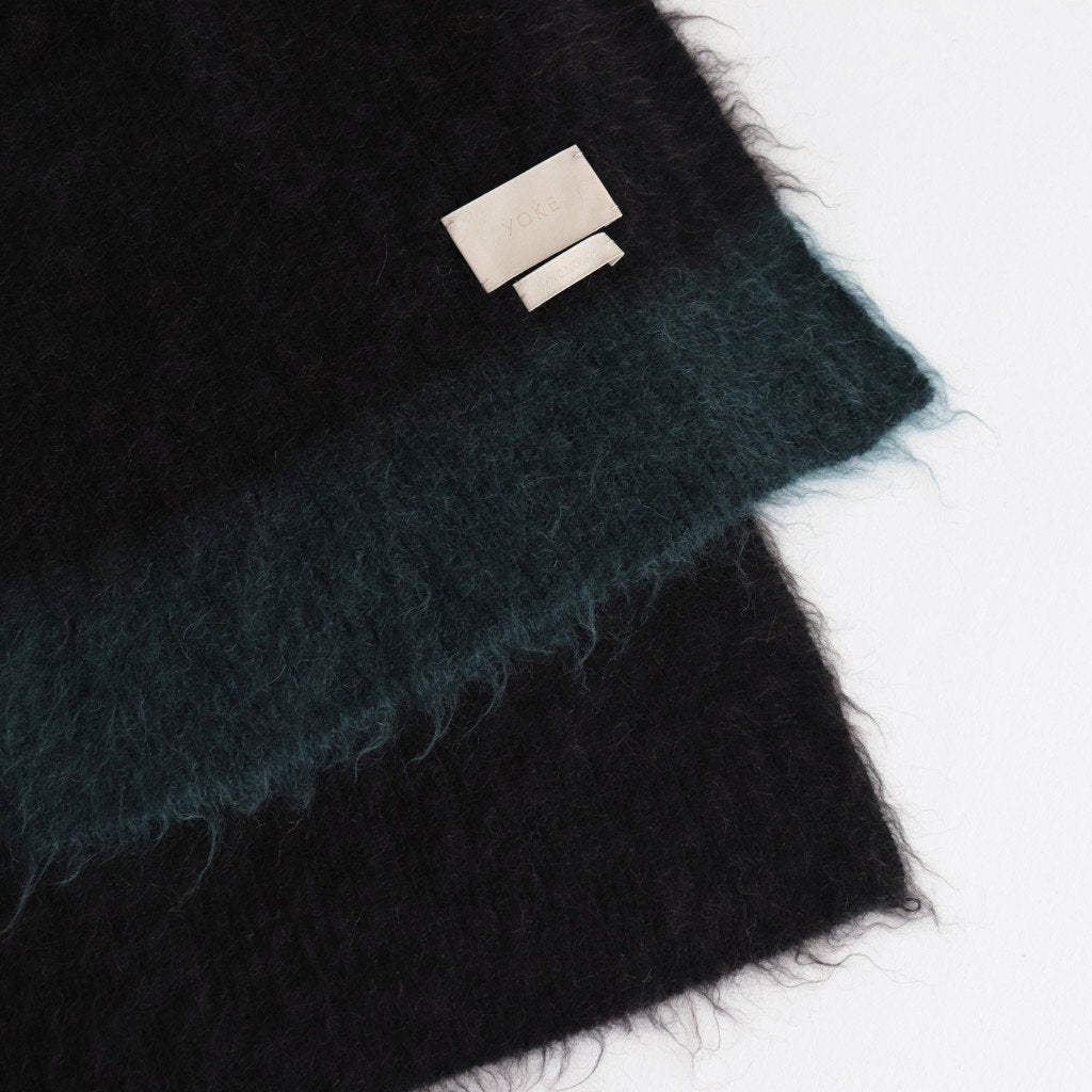 MOHAIR BORDER LONG STOLE #BLACK [YK23FW0573S]