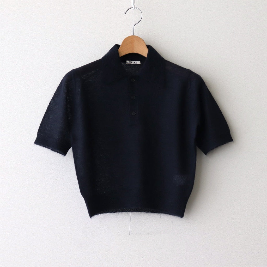KID MOHAIR SHEER KNIT POLO #NAVY [A25SP05FG]