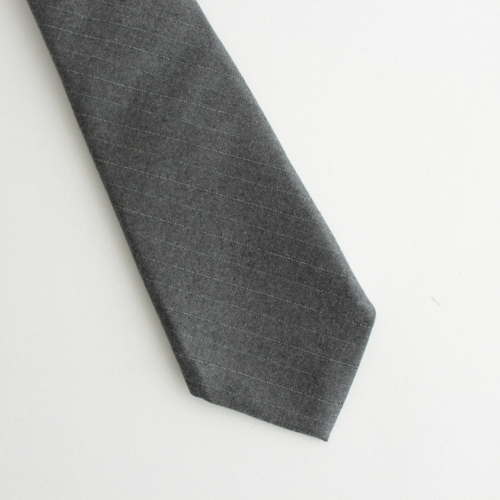 WOOL FULLING FLANNEL STRIPE TIE #TOP GRAY [A24AT06HC]